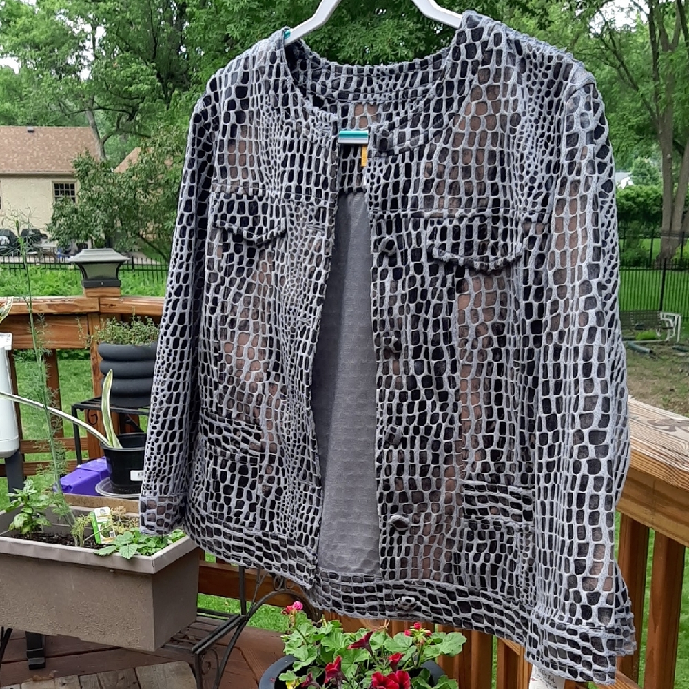 Ruby Rd Gray Faux Suede/Snake Jacket